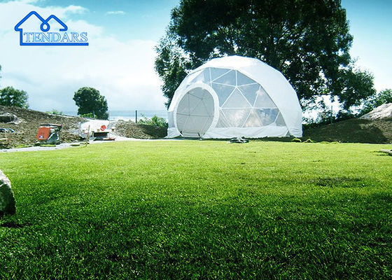 ซื้อ 5m Dia PVC Cover Commercial Dome Tent Aluminum Alloy Geodesic Design สําหรับสถานที่อาหาร การผลิตออนไลน์