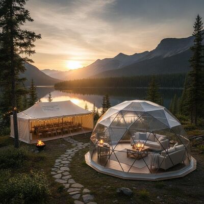ซื้อ การผจญภัยกลางแจ้งที่รกร้างว่างเปล่า Glamping Dome Party Marquee Tent มุมมองแบบพาโนรามาสำหรับกิจกรรมตั้งแคมป์ในอุทยานแห่งชาติแคนาดา การผลิตออนไลน์