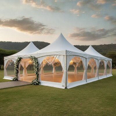 ซื้อ หรูหรางานแต่ง เต็นท์มาร์กิวแอฟริกาใต้ หรูหราสีขาว PVC พาวิลเลี่ยนกิจกรรม อลูมิเนียม TUV รับรองสําหรับพิธีกลางแจ้ง การผลิตออนไลน์