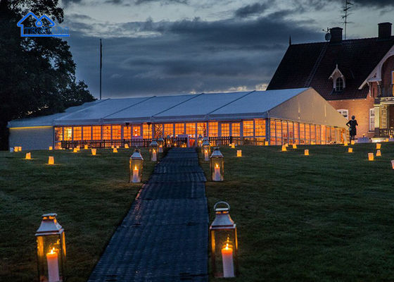 4x6m แฟรมเหล็กเหล็กกระชับงานเลี้ยง เต็นท์มาร์คิว ผนังข้างถอดได้ ปรับไฟ PVC Canopy สําหรับงานฉลองหญ้า