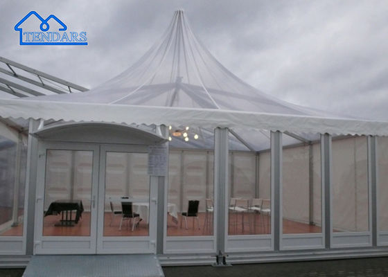 ผืนไฟพับกระเป๋าสตางค์ป๊อป-อัพ พาร์ตี้งานแต่งงานงานแต่ง อลูมิเนียม Pagoda Marquee Tent ล็อกโก้พิมพ์ตามสั่ง