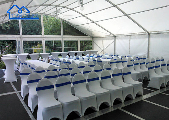 30x50m Outdoor Fireproof Pvc Curve Roof อลูมิเนียม อาร์คัม งานจัดงาน ผ้าห่มเต็นท์สําหรับงานเลี้ยง 1200 คน