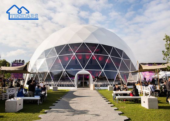 15m Dia Glamping โรงแรมเต็นท์ กรอบไม้แข็ง ชั้นสอง PVDF ปกแต่งสําหรับ Eco Lodges