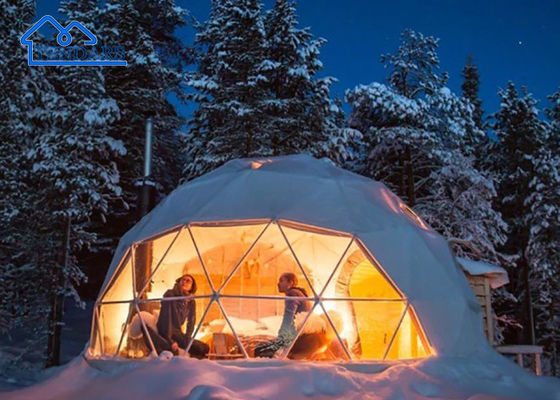 6061/T6 กรอบอลูมิเนียม 12m Dia Glamping โรงแรมเต็นท์ PVC Canvas En-Suite ห้องน้ําสําหรับรีสอร์ทหรู