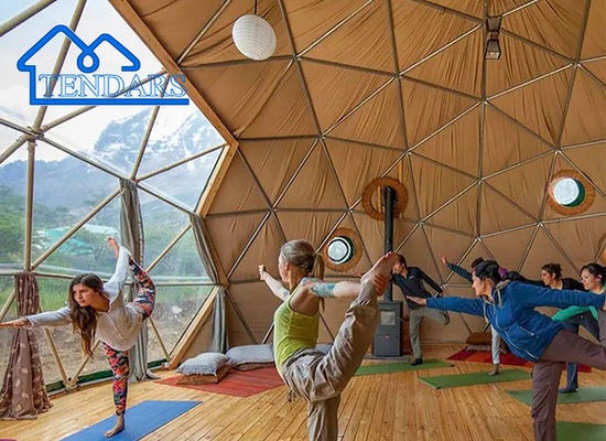 คอมพิวเตอร์ Glamping Camping Shelter Geodesic Dome House Tent สําหรับสถานที่จัดงานแต่งงาน/สตูดิโอโยคะ
