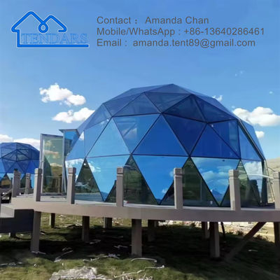 ยืนยัน UV ธุรกิจ Geodetic Dome หลังคาใส ทั้งหมดกระจก Igloo Tent สําหรับ Glamping และโรงแรม รีสอร์ท