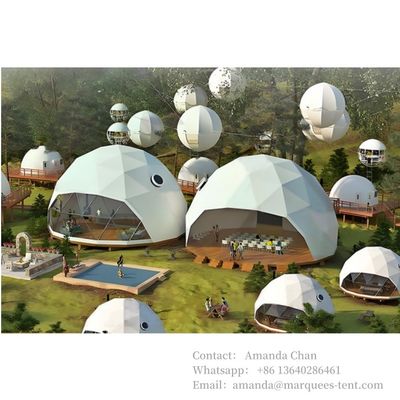 ทุกขนาดที่กําหนดเอง บ้านโดมหรู ห้องพัก โรงแรม รีสอร์ท เต็นท์ Glamping ด้วยสแตนเลสห้องน้ํา
