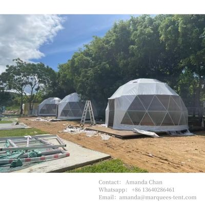 โรงแรมกลางแจ้งที่ประหยัดตามความต้องการ โรงแรมหรูหรา Dome House Glamping Round Dome Tent สําหรับการแสดงการค้า