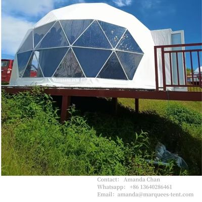 Outdoor กันน้ํา Customized โรงแรมหรูหรา Dome Glamping Tent รีสอร์ท ยืดหยุ่นด้วยผนัง PVDF