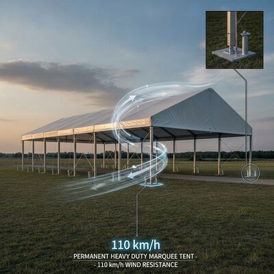 20x50m ABS Solid Wall L Series Clear Span A-Frame Marquee เท็นท์งานเลี้ยง แผ่นผนัง ABS แข็งแรง กันน้ํา ตลาดคริสต์มาสต์