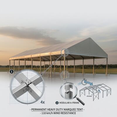 5x10m วงกว้าง แฮร์ดเพรส อลูมิเนียมสกัด 6061 / T6 งานเลี้ยง เต็นท์มาร์กิว ผนังข้างถอดถอด