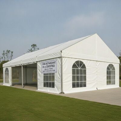 ป้องกันไฟ B1 M2 พรรคที่ได้รับการรับรอง เต็นท์มาร์กเวียร์ ผ้า PVC หลังคา DIN 4102 การทดสอบโครงสร้างเหตุการณ์ความปลอดภัย