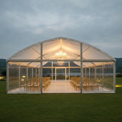 หรูหราจัดงานแต่งงานParty Marqueeเต็นท์กระจกนิรภัยแชมเปญทองกรอบElegantเหตุการณ์โครงสร้างหลังคา