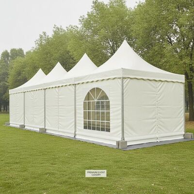 พรีเมี่ยม 650g PVC เคลือบโพลีเอสเตอร์ Sidewall Party Marquee เต็นท์แผงระบบ UV Stabilized ยุโรปกิจกรรมโครงสร้างหลังคา