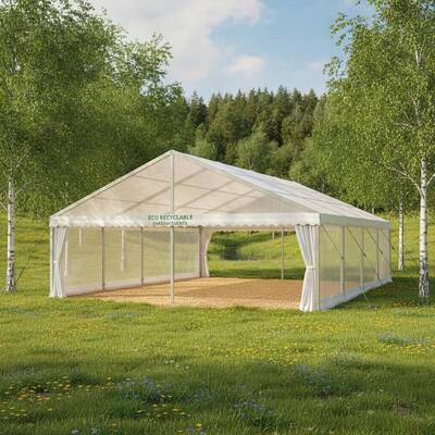 Eco Sustainable Recyclable Party Marquee Tent ผ้า PVC กันน้ํา สําหรับงานกลางแจ้งสีเขียวของสวีเดน