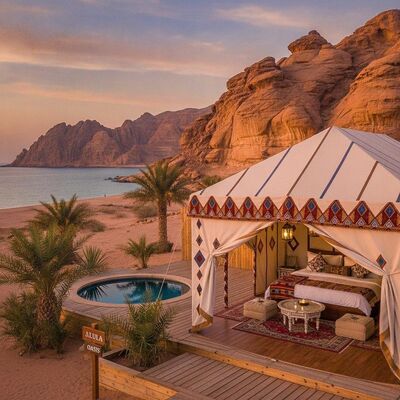 Luxury Desert Camp Resort Glamping Marquee Tent Bedouin Heritage Design for Saudi Eco Tourism Red Sea AlUla