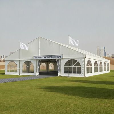 เต็นท์พาร์ตี้พรีเมี่ยม Marquee กันน้ํา PVC ปกคลุม Canopy อลูมิเนียมสกัดกรอบสําหรับการแสดงบริษัทคูเวต