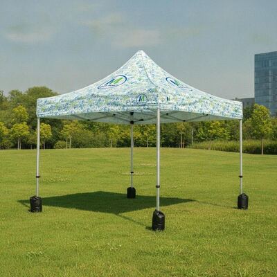 10x10FT Custom Printed Branded Party Marquee Tent พกพา Pop-Up Canopy พร้อมการพิมพ์โลโก้สีเต็ม